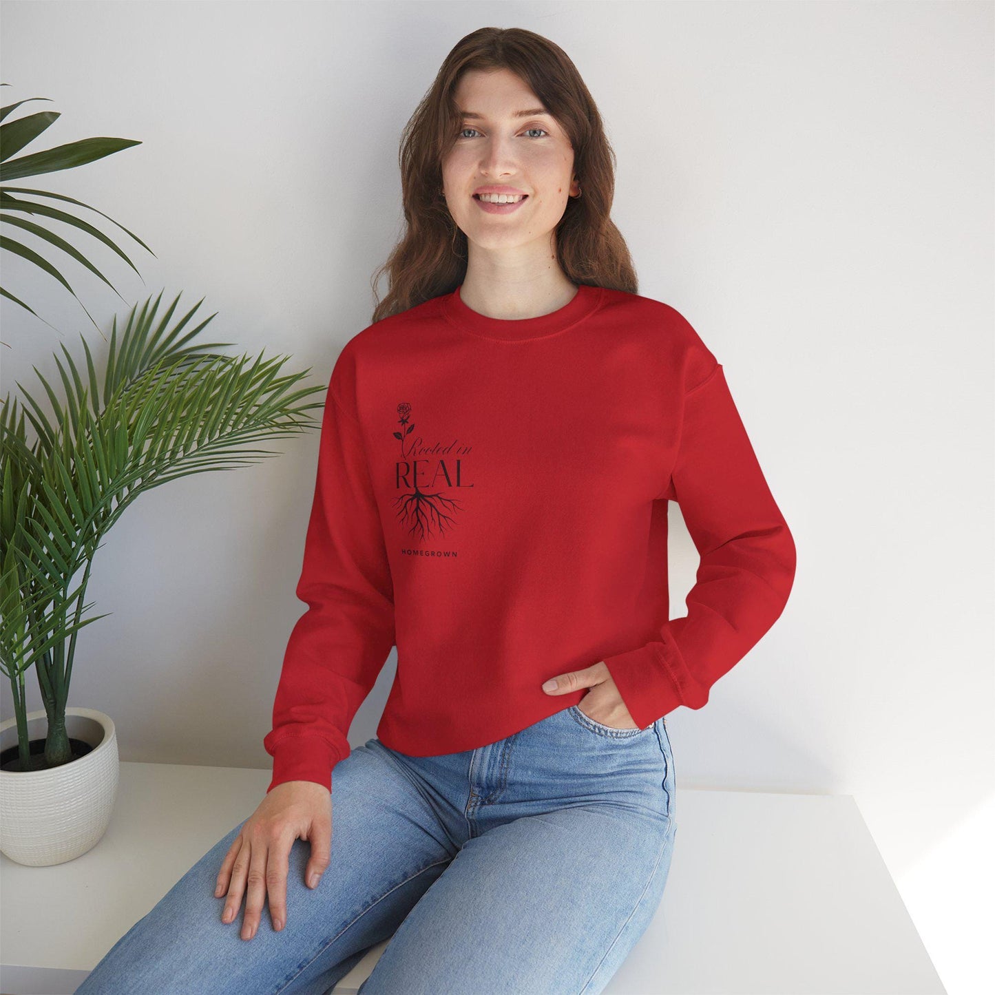 Rooted in Real Sweatshirt: Unisex Cotton-Blend Cozy Crewneck