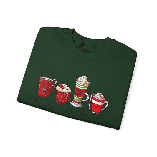 Hot Cocoa Mugs Christmas Sweatshirt | Santa Hot Chocolate Crewneck