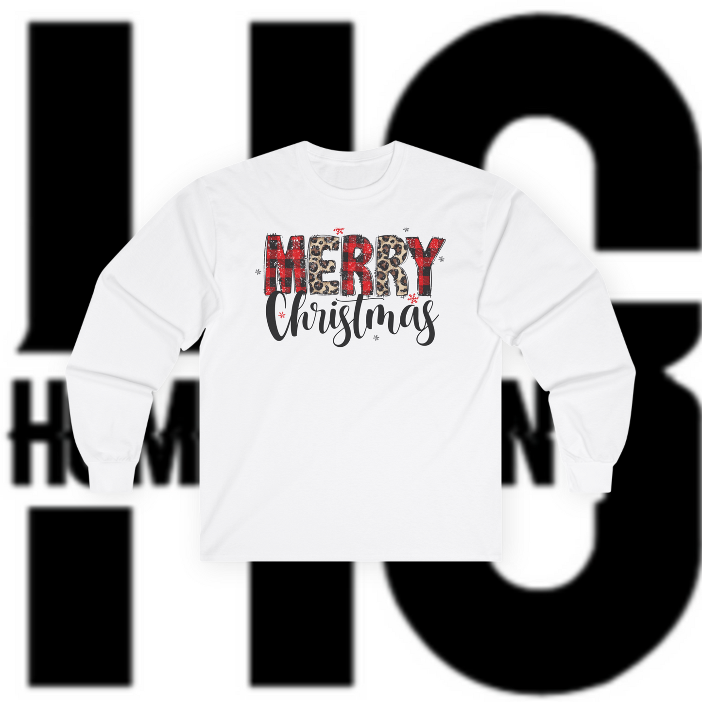 Merry Christmas plaid script Long Sleeve Tee