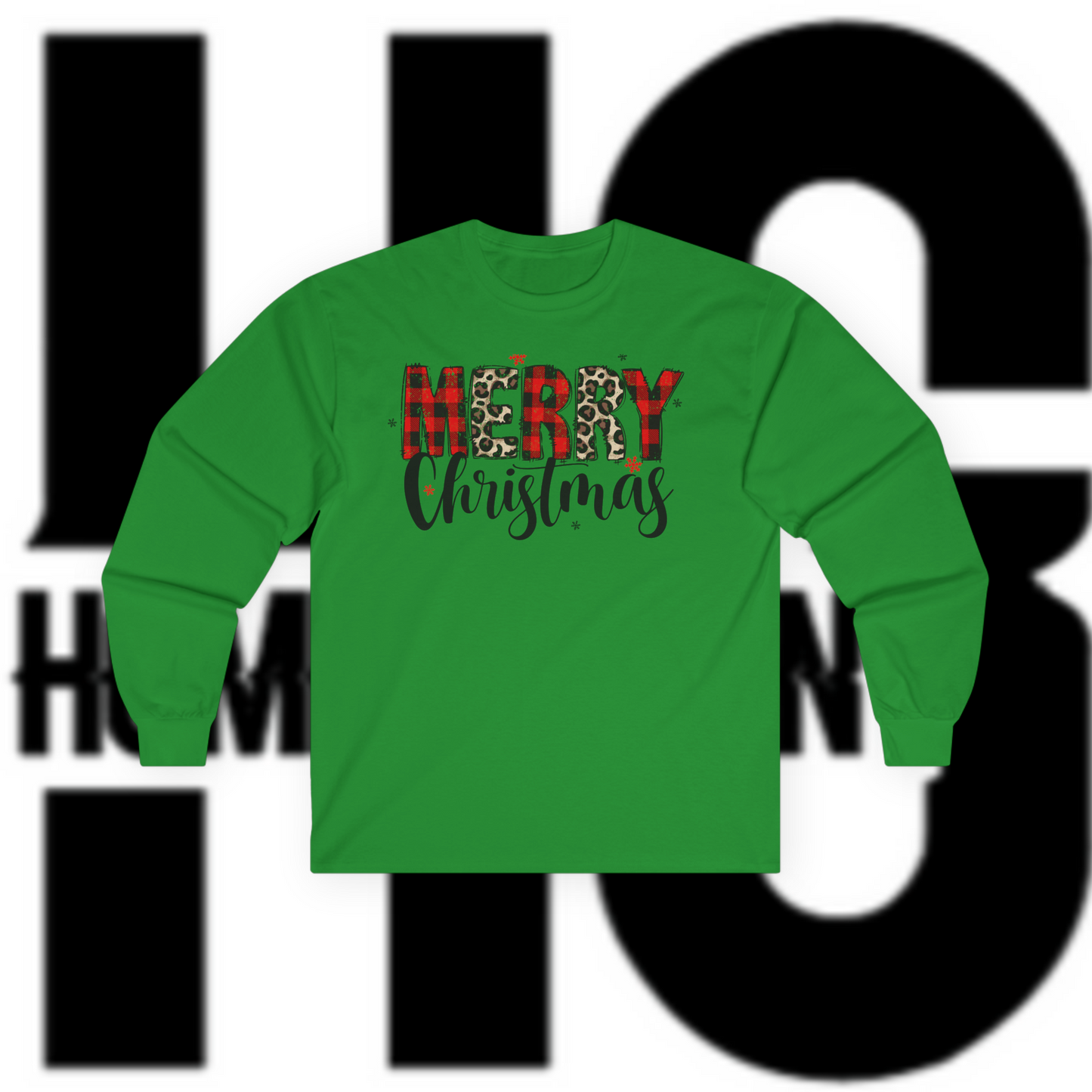 Merry Christmas plaid script Long Sleeve Tee