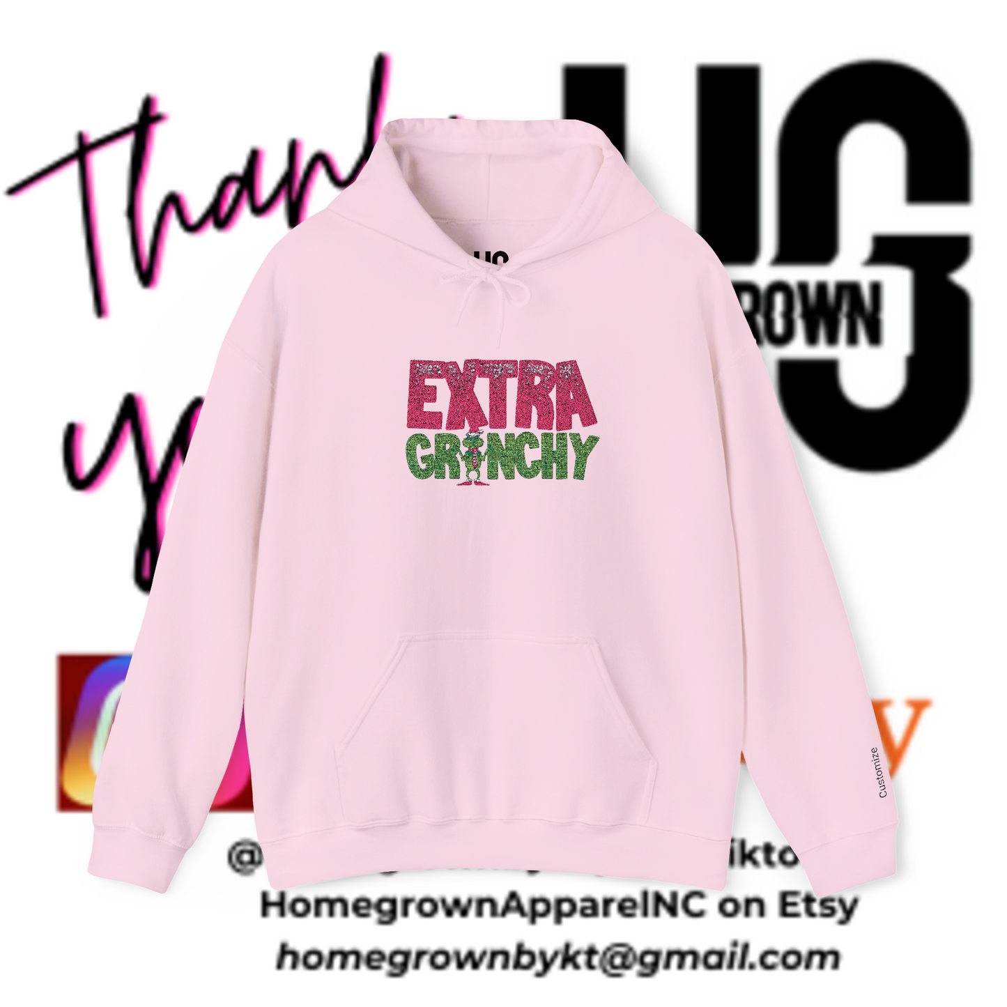 Extra Grinchy Faux Embroidery Custom Hoodie