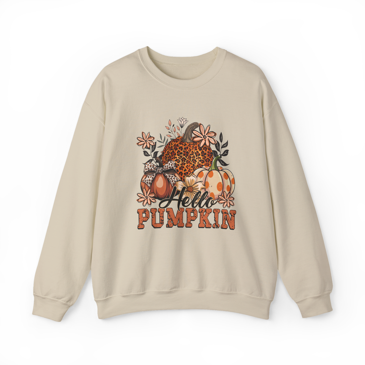 Hello Pumpkin Fall Sweatshirt, Cozy Autumn Top, Unisex Crewneck, Harvest Charm, Thanksgiving Gift, Seasonal Wardrobe Essentials