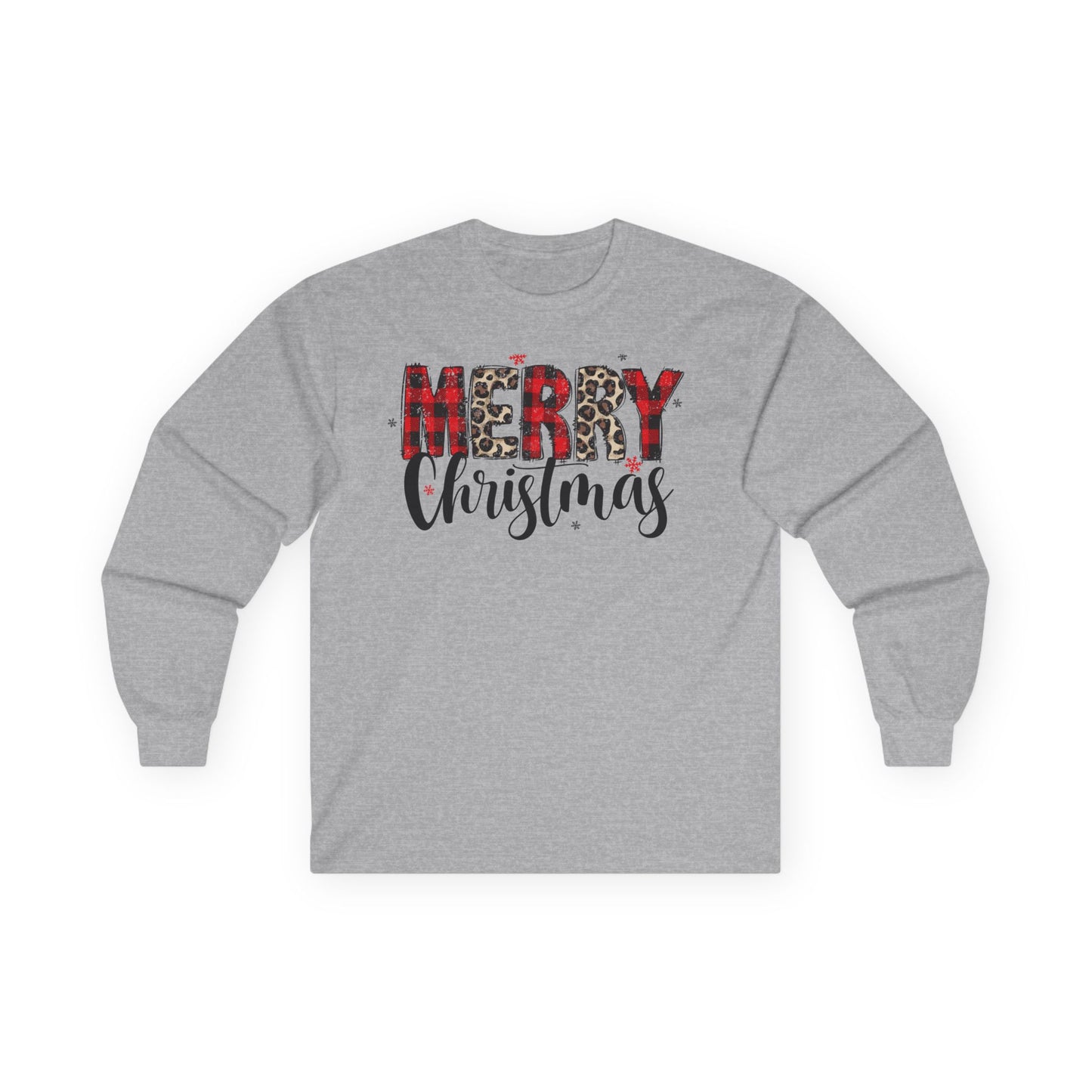 Merry Christmas plaid script Long Sleeve Tee