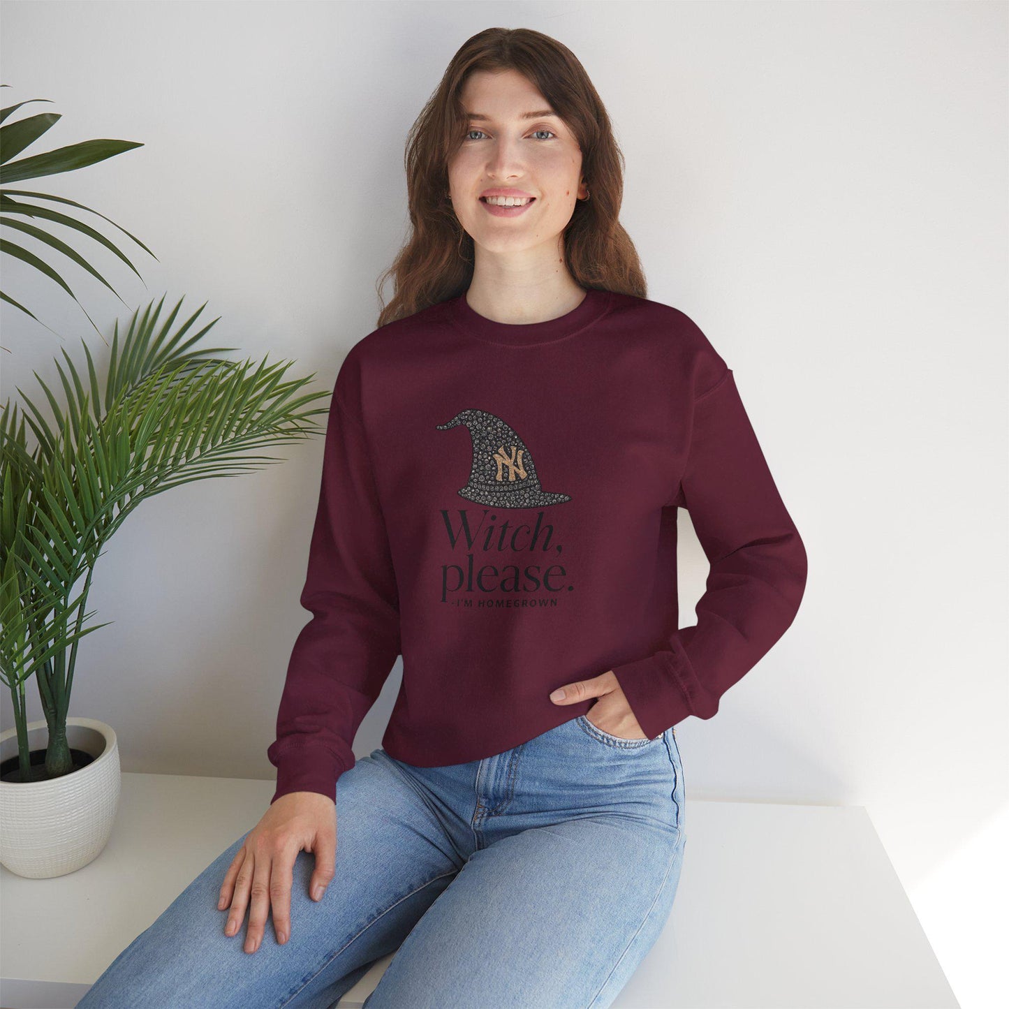 Witch Please Crewneck Sweatshirt: Spooky Season Fall Apparel